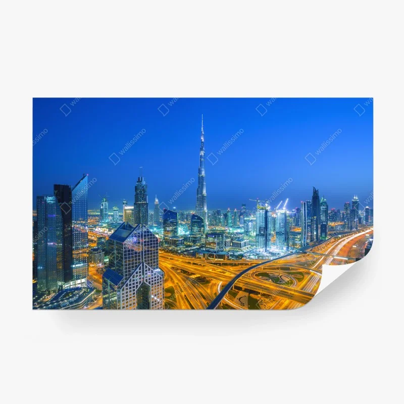 Fototapeta panorama Dubaju o zmierzchu