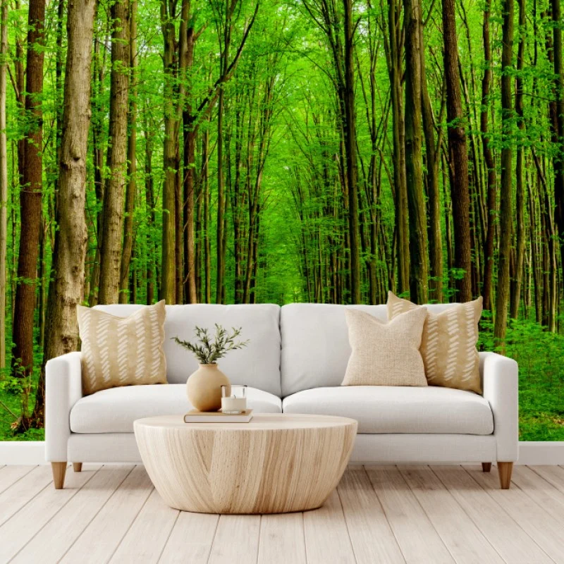 Fototapeta zielona leśna ścieżka wiosną