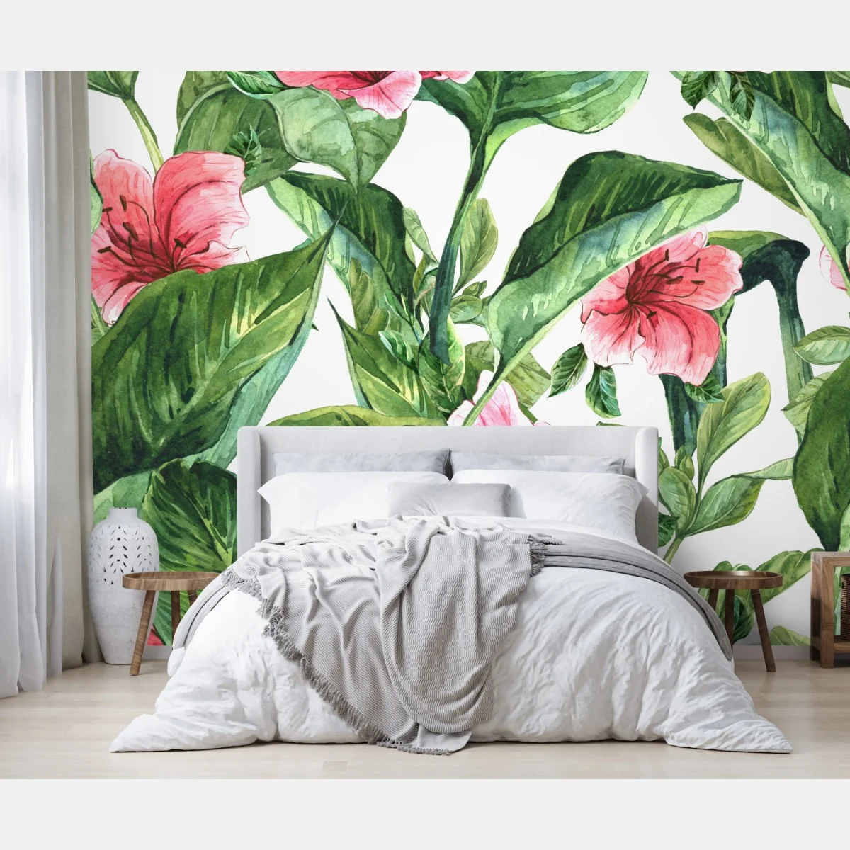 Fototapeta różowy akwarelowy motyw botaniczny – Wallissimo® Fototapeta różowy akwarelowy motyw botaniczny – Wallissimo®