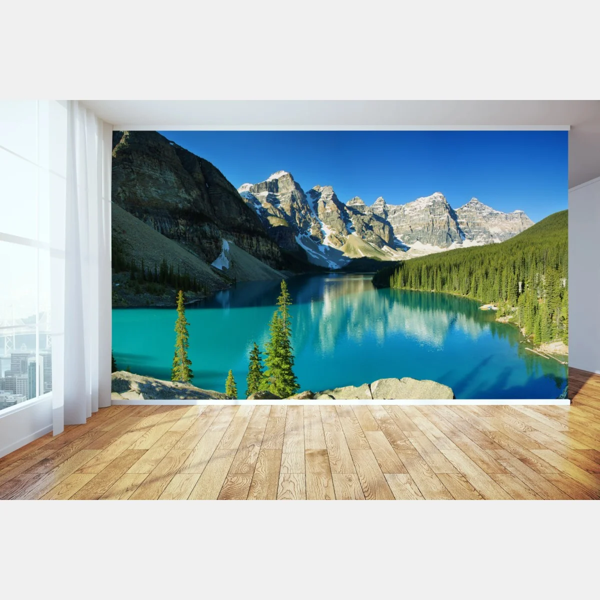 Fototapeta spokojne turkusowe jezioro w górach – Wallissimo® Fototapeta spokojne turkusowe jezioro w górach – Wallissimo®