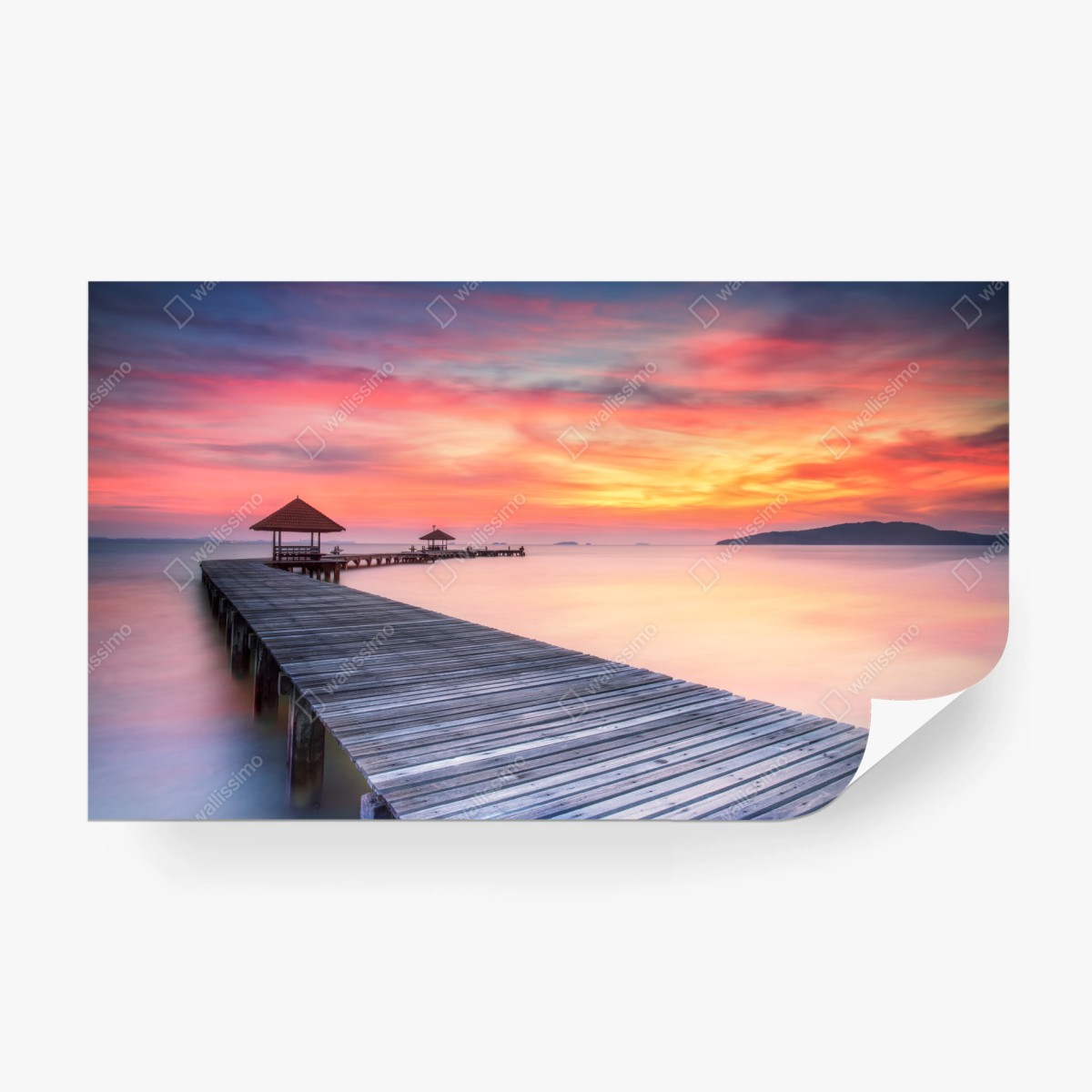 Fototapeta spokojny wschód słońca nad drewnianym molo – Wallissimo®