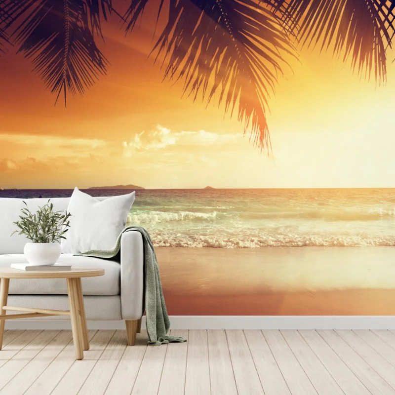 Fototapeta plaża o zachodzie słońca na Karaibach