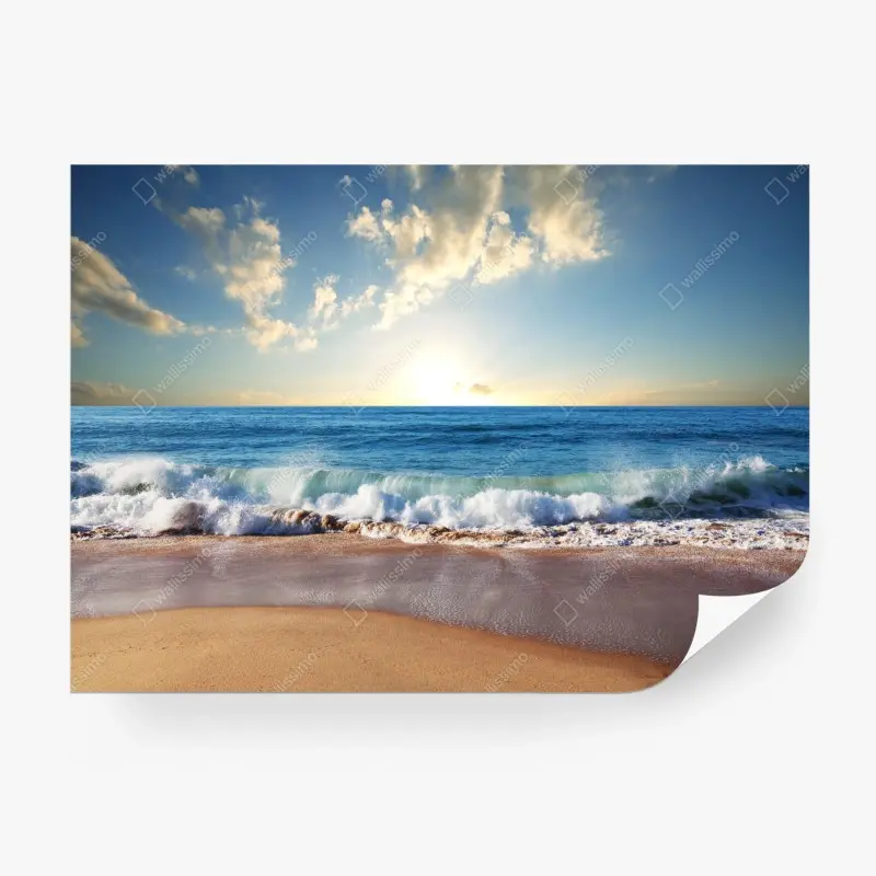 Fototapeta spokojny zachód słońca nad plażą