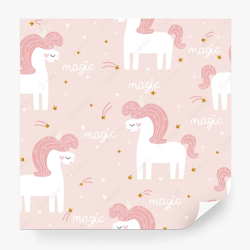 Fototapeta magiczny różowy wzór jednorożca
