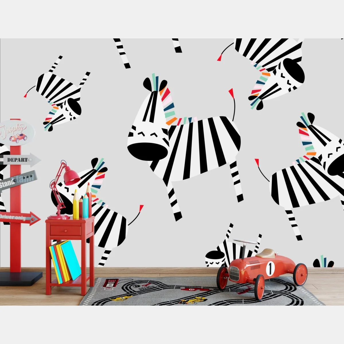 Fototapeta zabawny wzór z zebrami – Wallissimo® Fototapeta zabawny wzór z zebrami – Wallissimo®