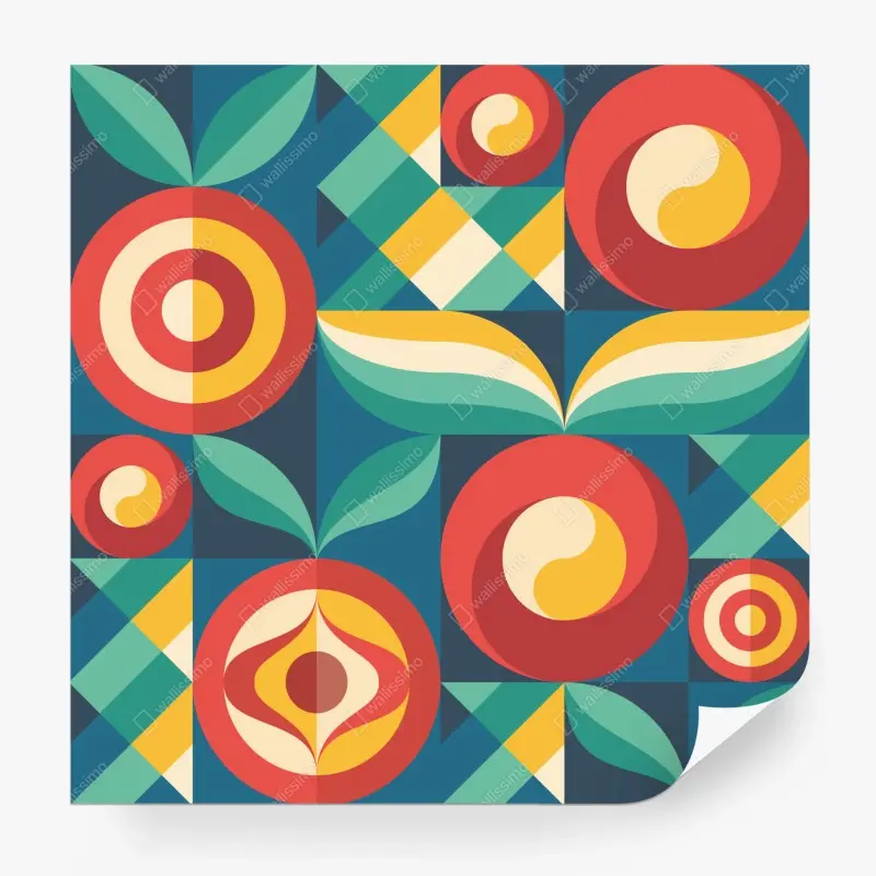 Fototapeta żywy geometryczny motyw kwiatowy