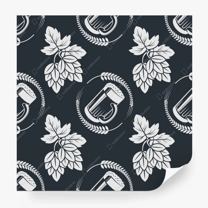 Fototapeta wzór z piwem i chmielem