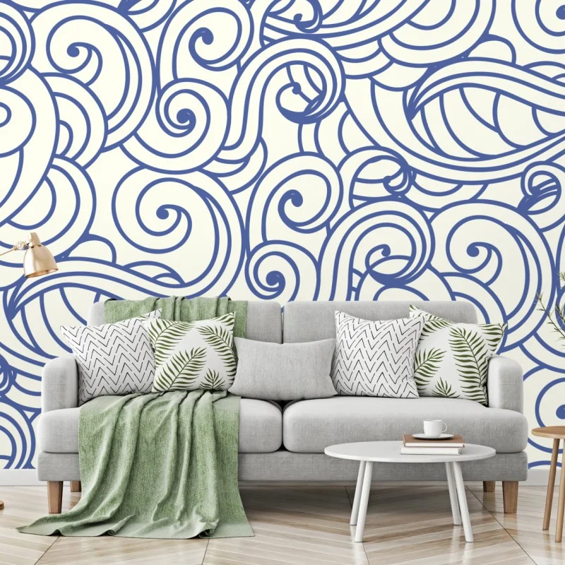 Fototapeta niebieski wzór ze spiralami