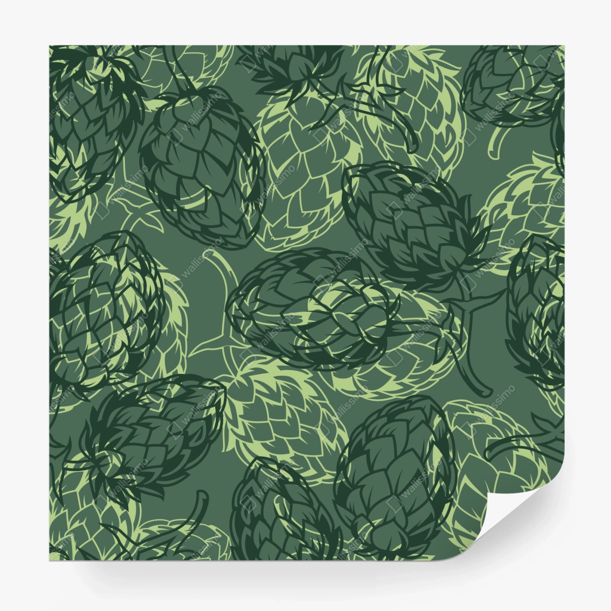 Fototapeta zielony wzór szyszek chmielu – Wallissimo®
