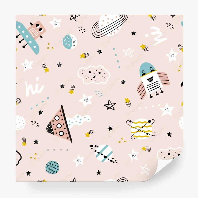 Fototapeta zabawny pastelowy wzór kosmiczny dla dzieci