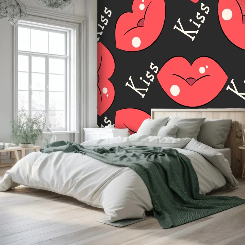 Fototapeta zabawny wzór różowych ust