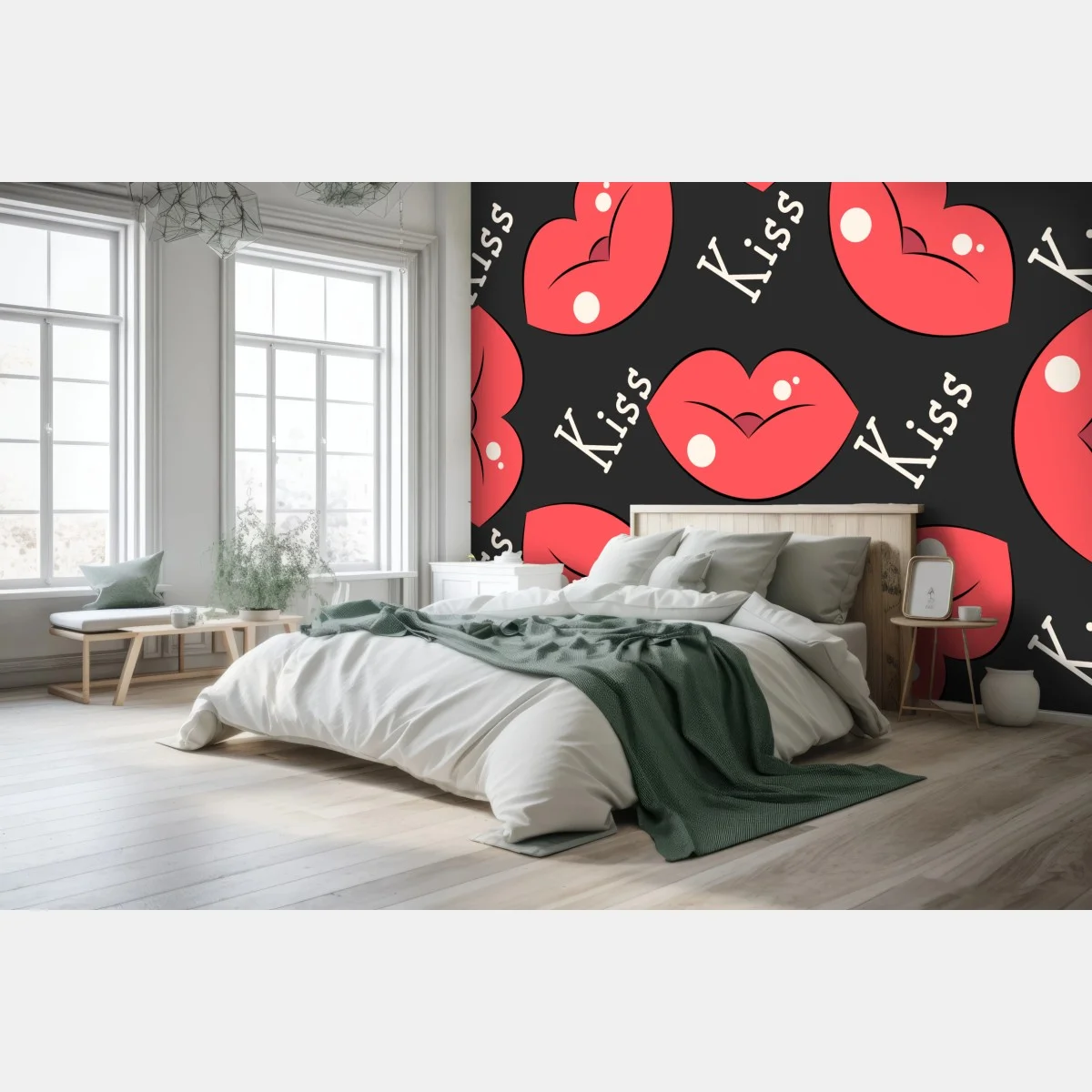 Fototapeta zabawny wzór różowych ust – Wallissimo® Fototapeta zabawny wzór różowych ust – Wallissimo®