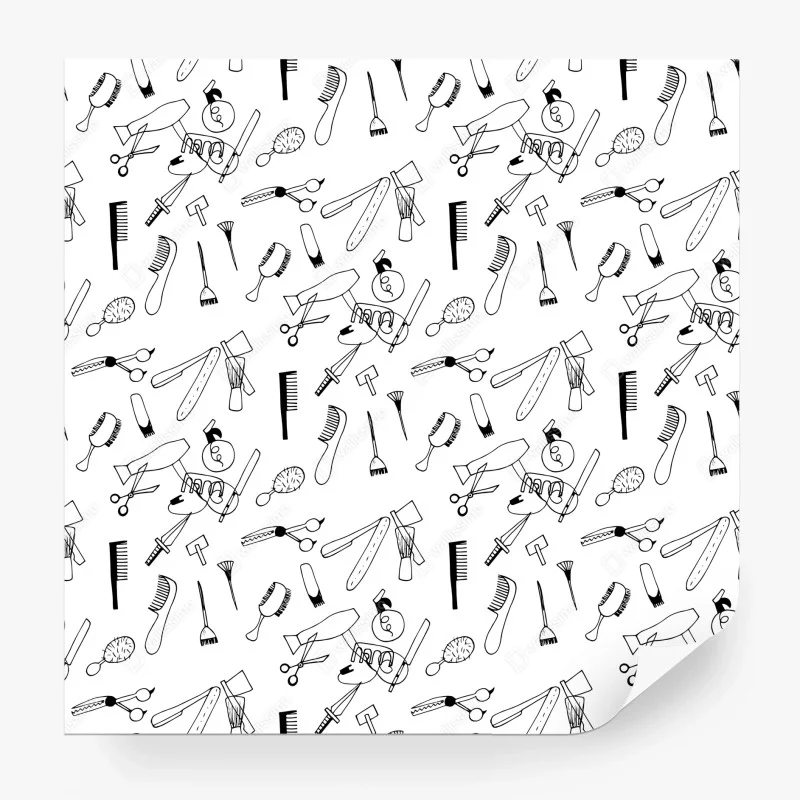 Fototapeta ręcznie rysowany wzór narzędzi fryzjerskich
