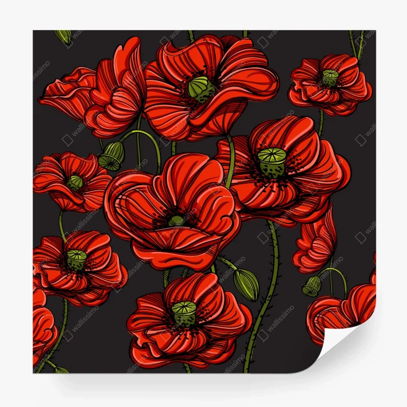 Fototapeta intensywna czerwona ilustracja maków