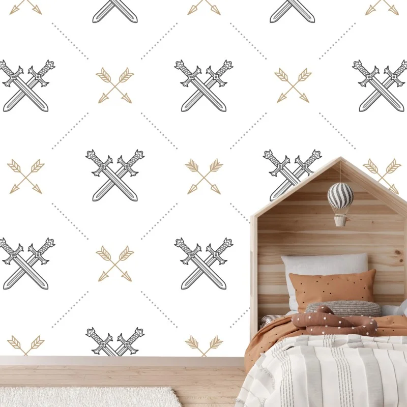 Fototapeta wzór z połączonymi mieczami i strzałami