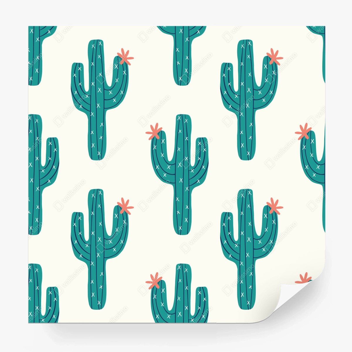 Fototapeta zabawny turkusowy wzór kaktusa – Wallissimo®