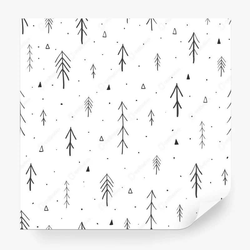 Fototapeta minimalistyczny wzór z ręcznie rysowanymi drzewami