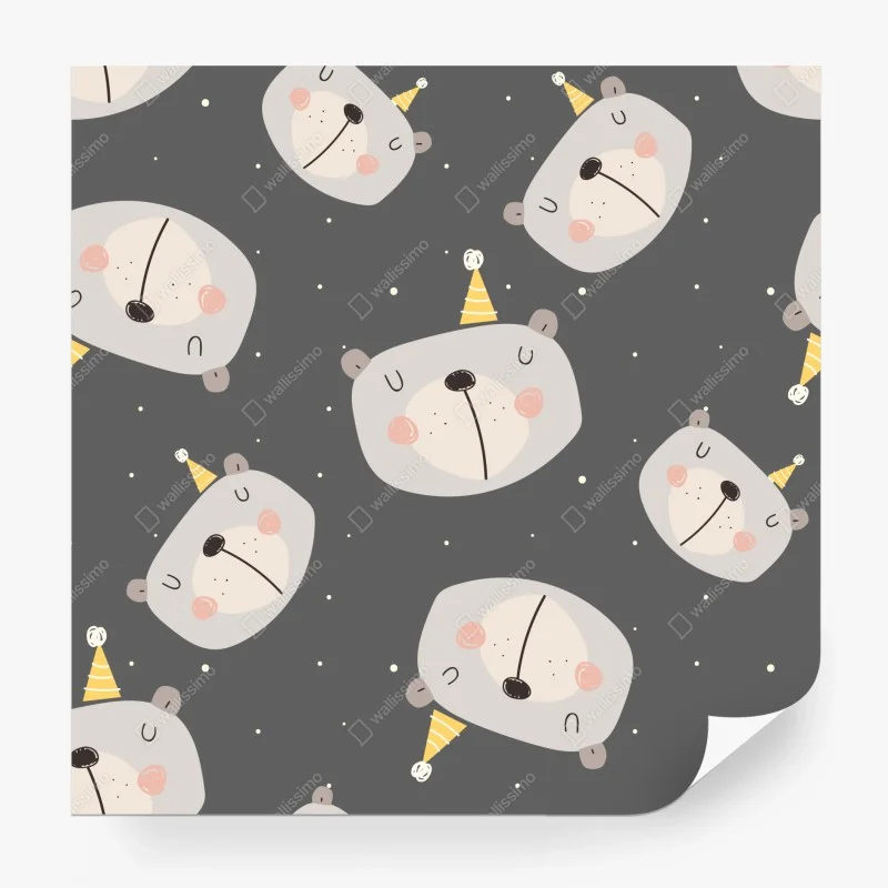 Fototapeta pastelowe śpiące misie wzór do pokoju dziecięcego