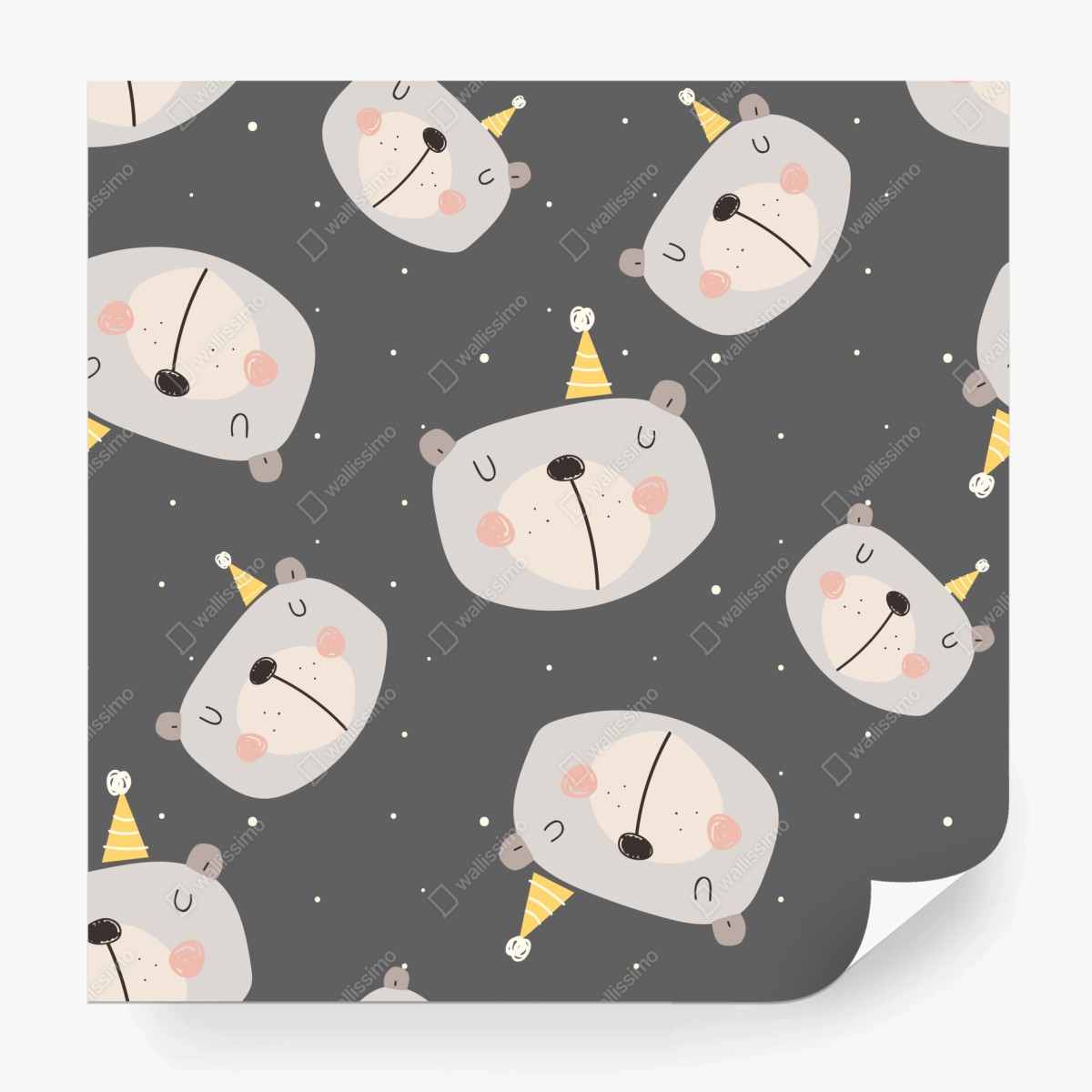 Fototapeta pastelowe śpiące misie wzór do pokoju dziecięcego – Wallissimo®