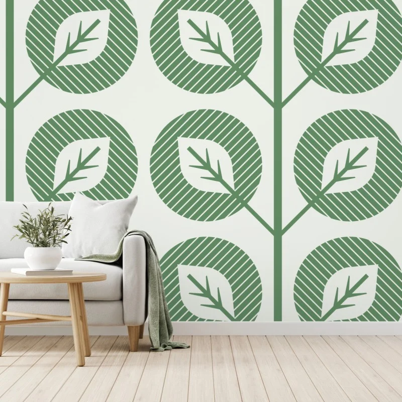 Fototapeta zielony geometryczny wzór liści