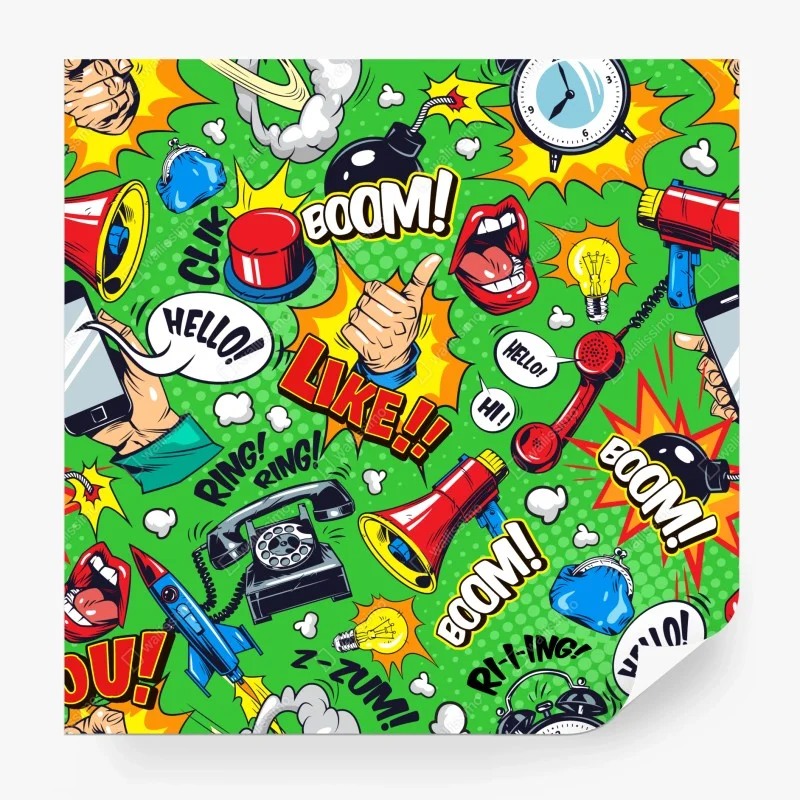 Fototapeta komiksowy wzór pop art z eksplozjami