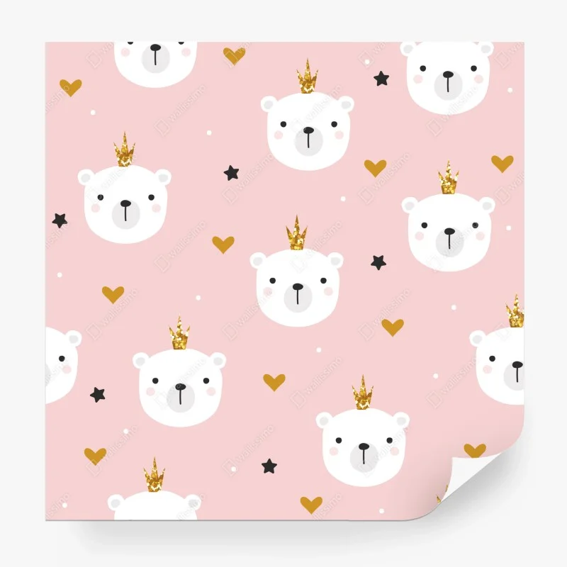 Fototapeta słodki wzór z niedźwiedziami w koronach do pokoju dziecka