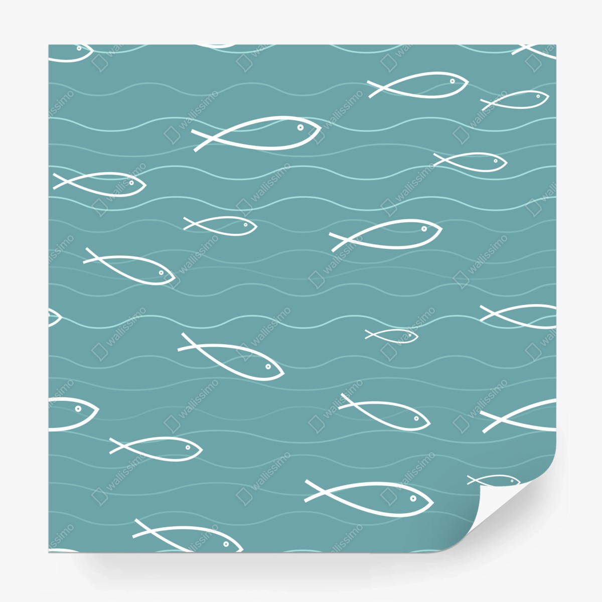 Fototapeta turkusowy wzór z rybkami – Wallissimo®
