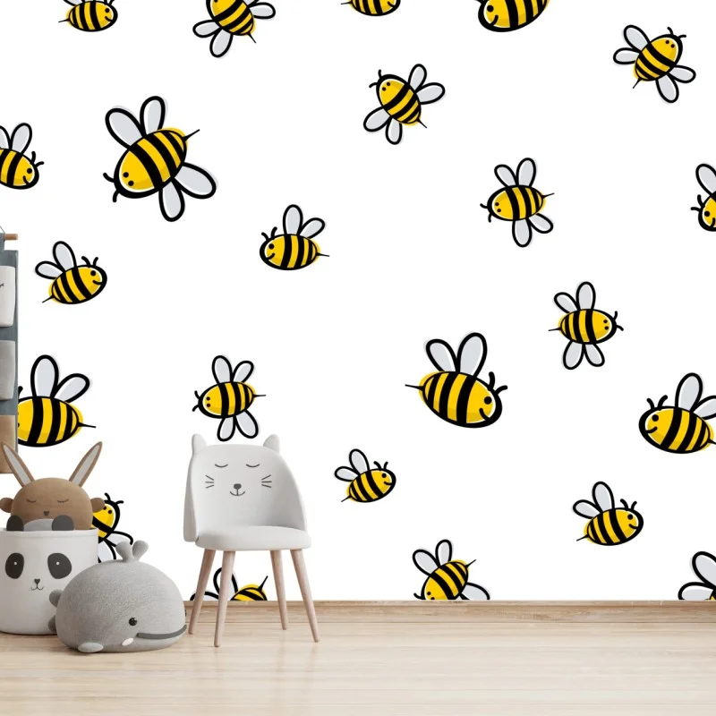 Fototapeta wesoły wzór z pszczołami do pokoju dziecięcego