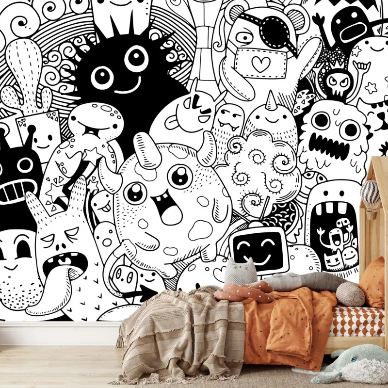 Fototapeta zabawny rysunek z potworami