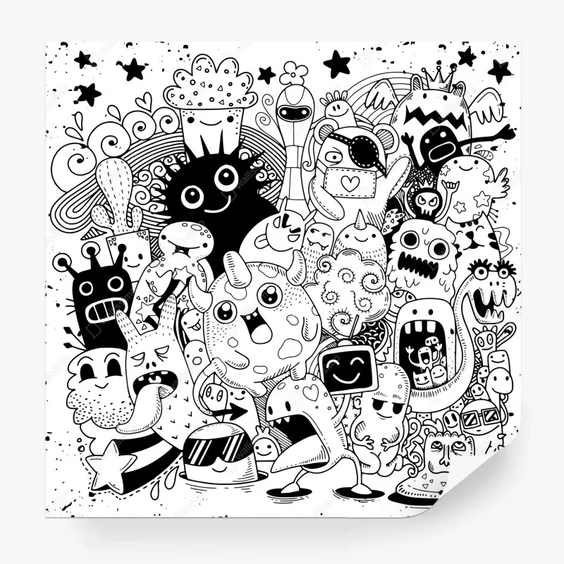 Fototapeta zabawny rysunek z potworami