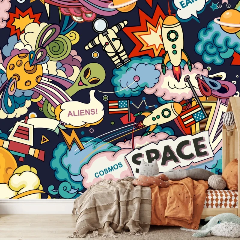 Fototapeta kolorowy kosmiczny kolaż