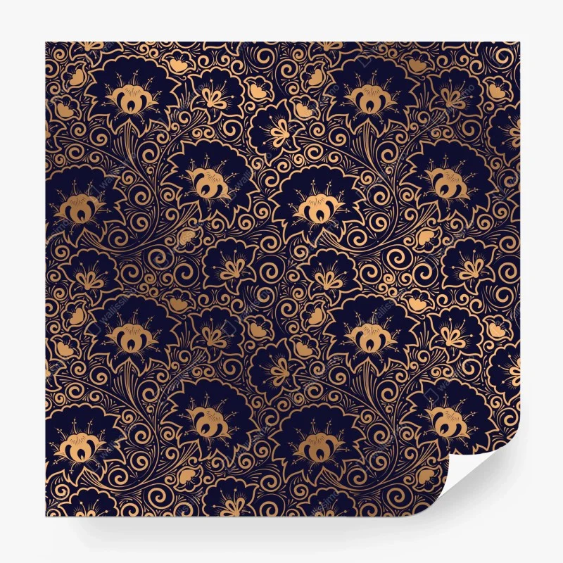 Fototapeta luksusowy złoty wzór kwiatowy na ciemnym tle