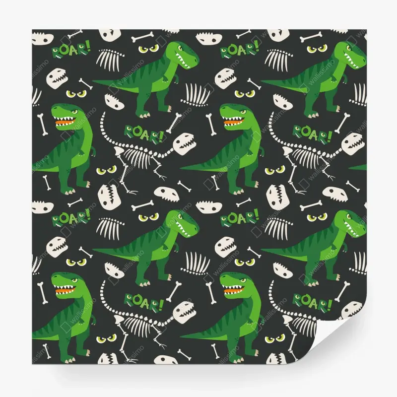 Fototapeta wesoły zielony t-rex wzór
