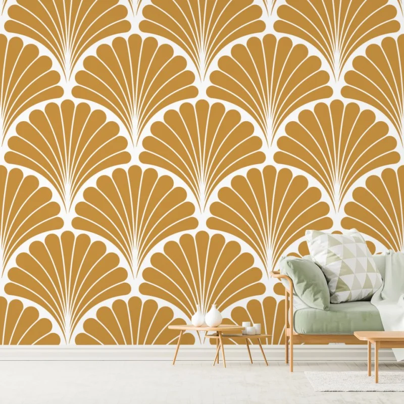 Fototapeta złoty wzór wachlarza w stylu art deco