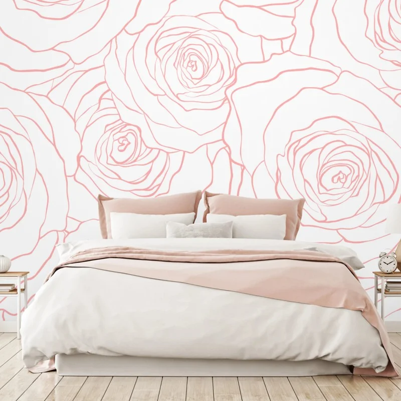 Fototapeta delikatny wzór różowych róż