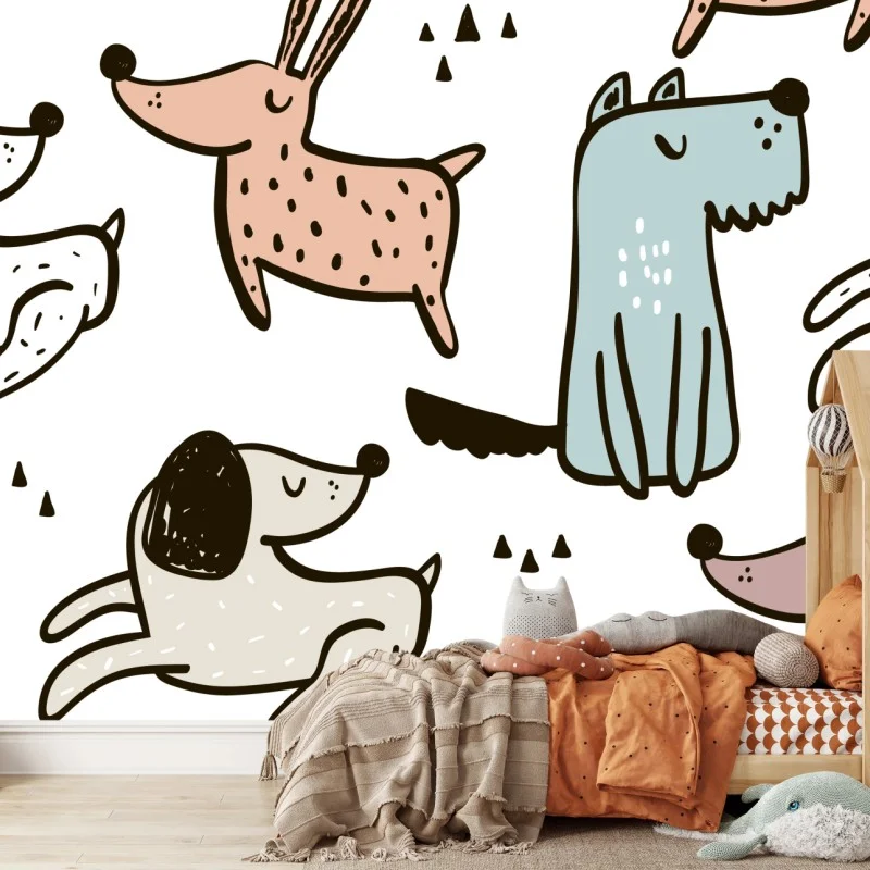 Fototapeta zabawny pastelowy wzór z psami