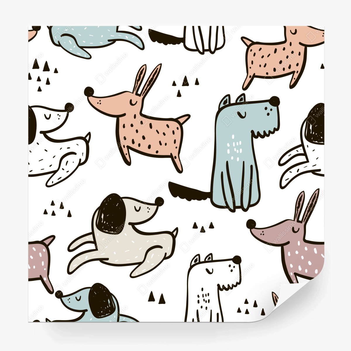 Fototapeta zabawny pastelowy wzór z psami – Wallissimo®