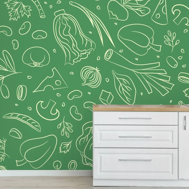 Fototapeta zielony wzór z warzywami