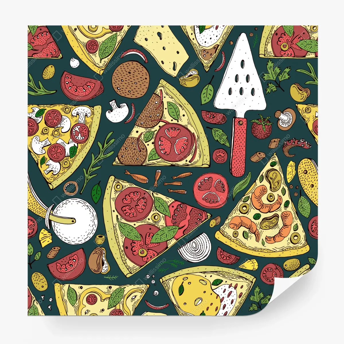 Fototapeta kolorowy wzór plasterków pizzy – Wallissimo®