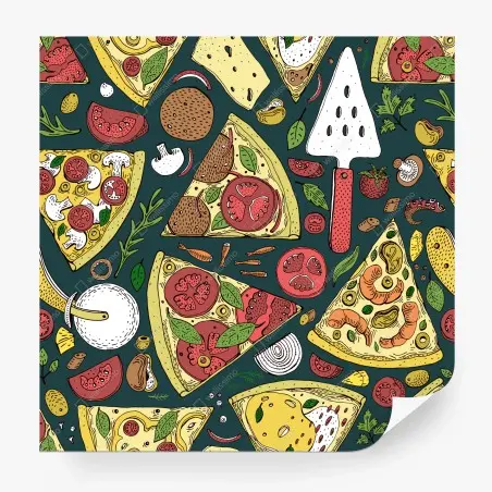 Fototapeta kolorowy wzór plasterków pizzy – Wallissimo®