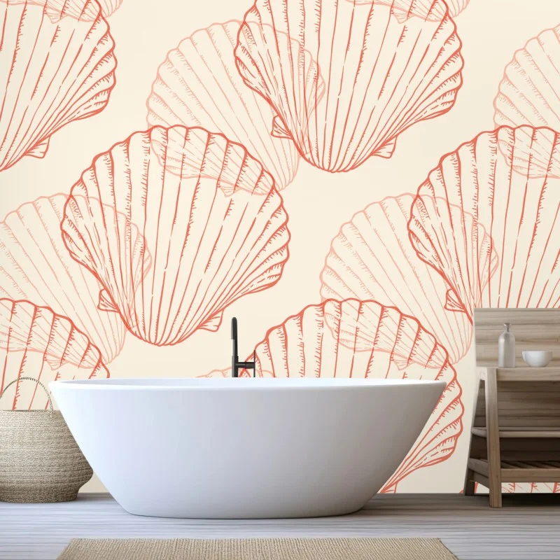 Fototapeta koralowy wzór muszli przegrzebek