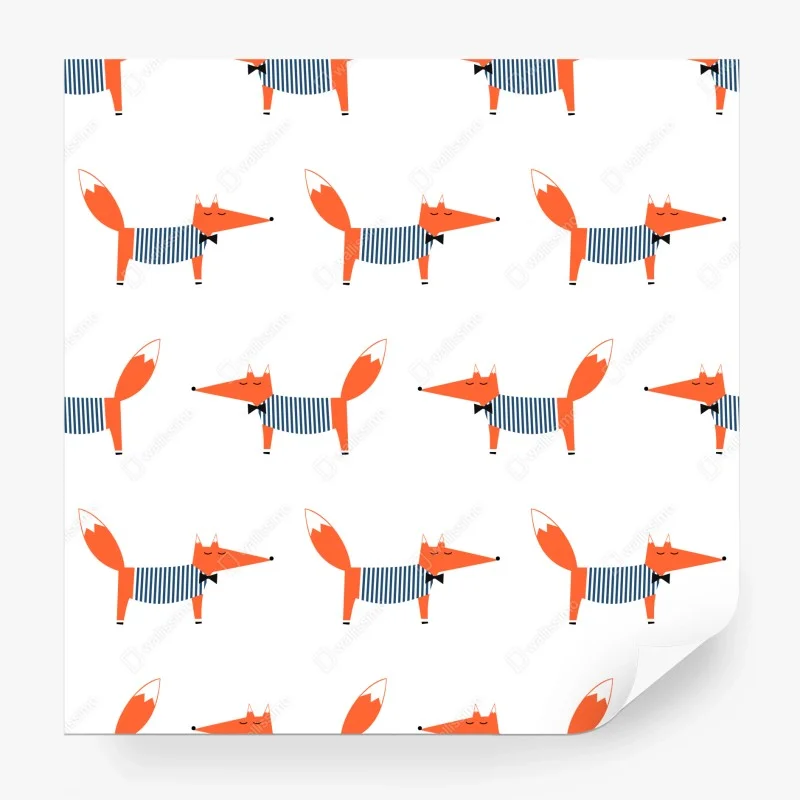 Fototapeta uroczy pasiasty wzór z lisem