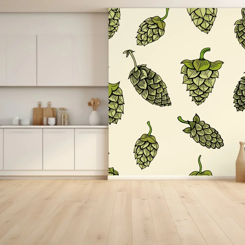 Fototapeta ręcznie rysowany wzór chmielu