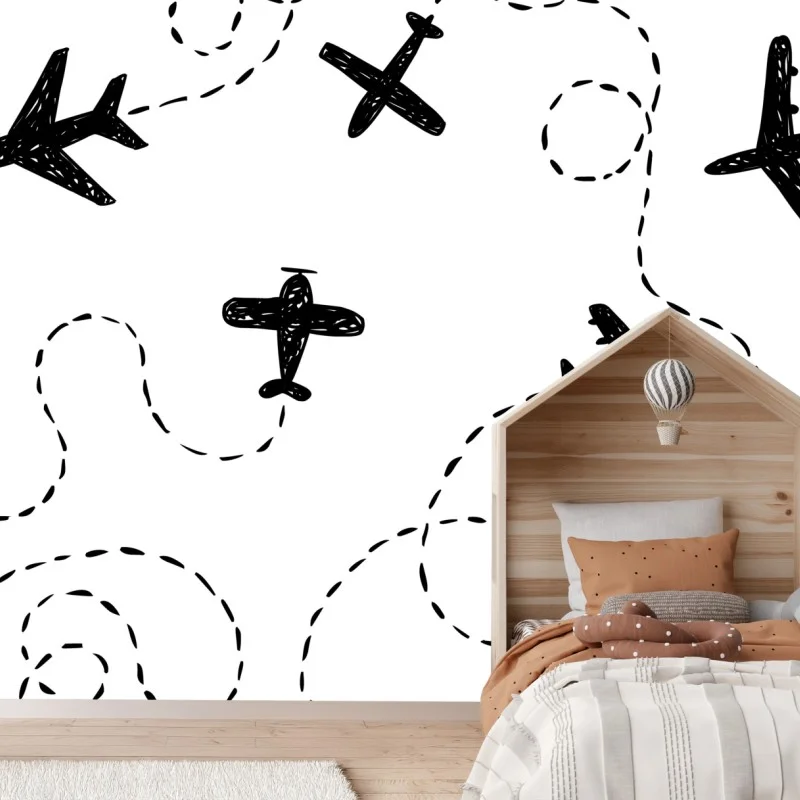 Fototapeta ręcznie rysowany wzór samolotów