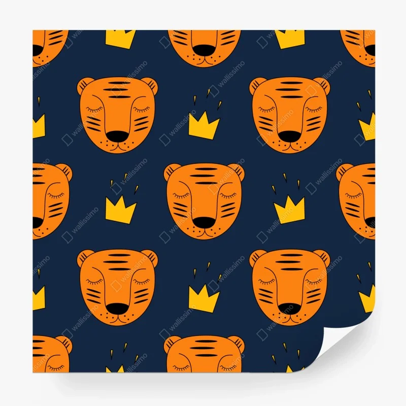 Fototapeta zabawny wzór z tygrysami do pokoju dziecięcego