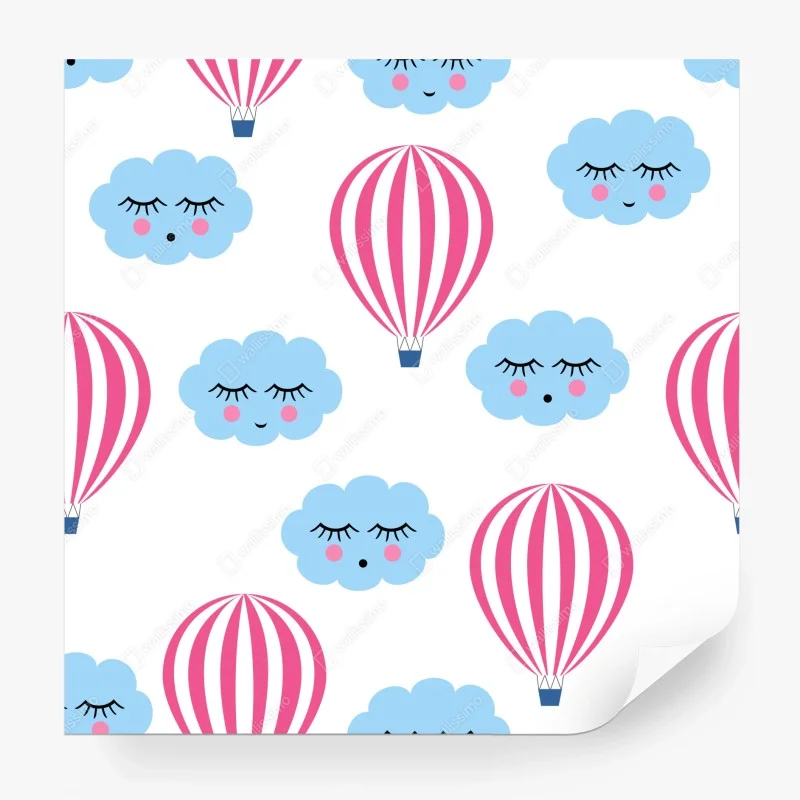 Fototapeta pastelowe chmury i balony wzór