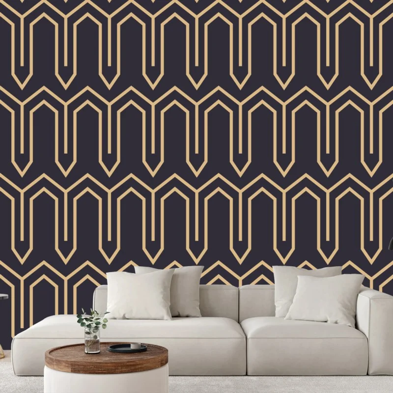 Fototapeta art deco geometryczny wzór w złocie na czarnym tle