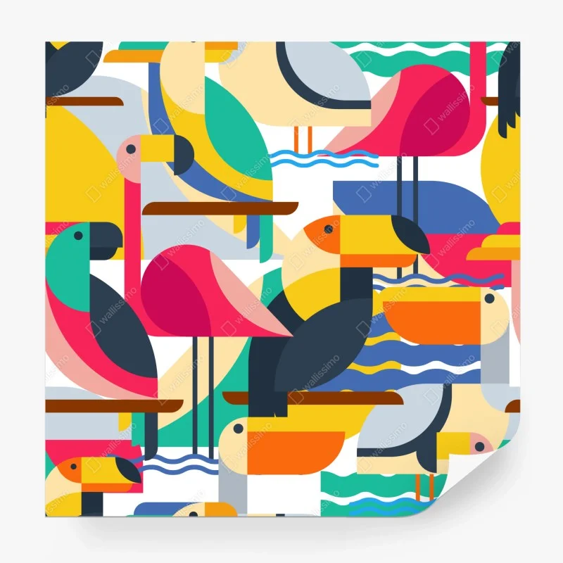 Fototapeta tropikalny geometryczny wzór ptaków