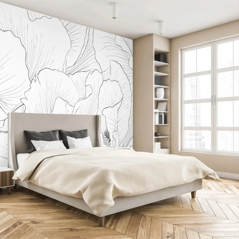 Fototapeta delikatny botaniczny rysunek kwiatowy