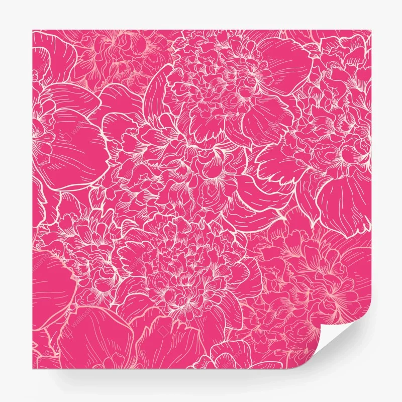 Fototapeta intensywny różowy wzór z peoniami